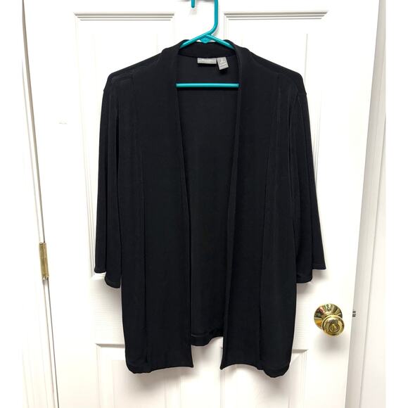 Chico's Travelers Black Cardigan, 3/4 Sleeves, Open Front, Women's Size m - Picture 1 of 6